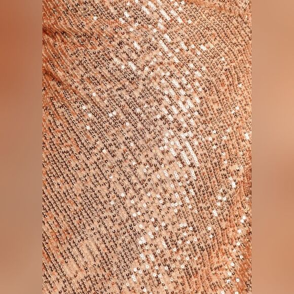 Lulu's You Glow Girl Rose Gold Sequin Wrap Skort Romper - Picture 5 of 5